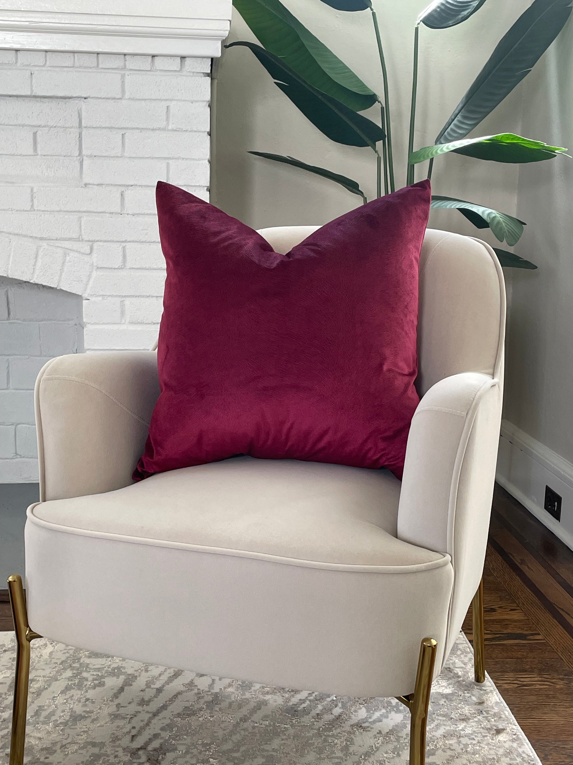 22x22 Burgundy Velvet Pillow Cover