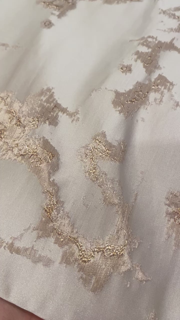 Load video: Jacquard Ivory Print Champagne Pillow Cover