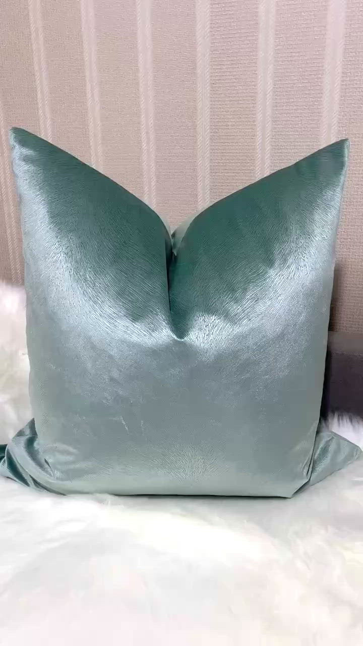 Load video: 22x22 light Blue Velvet Pillow Cover