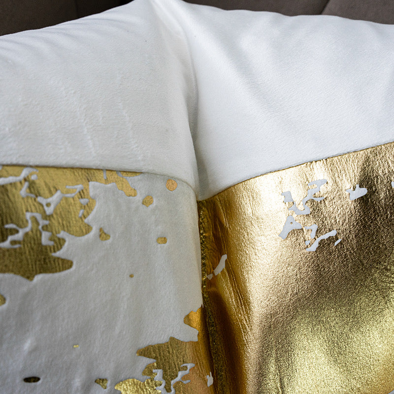 22x22 White and Gold Pillow Cover