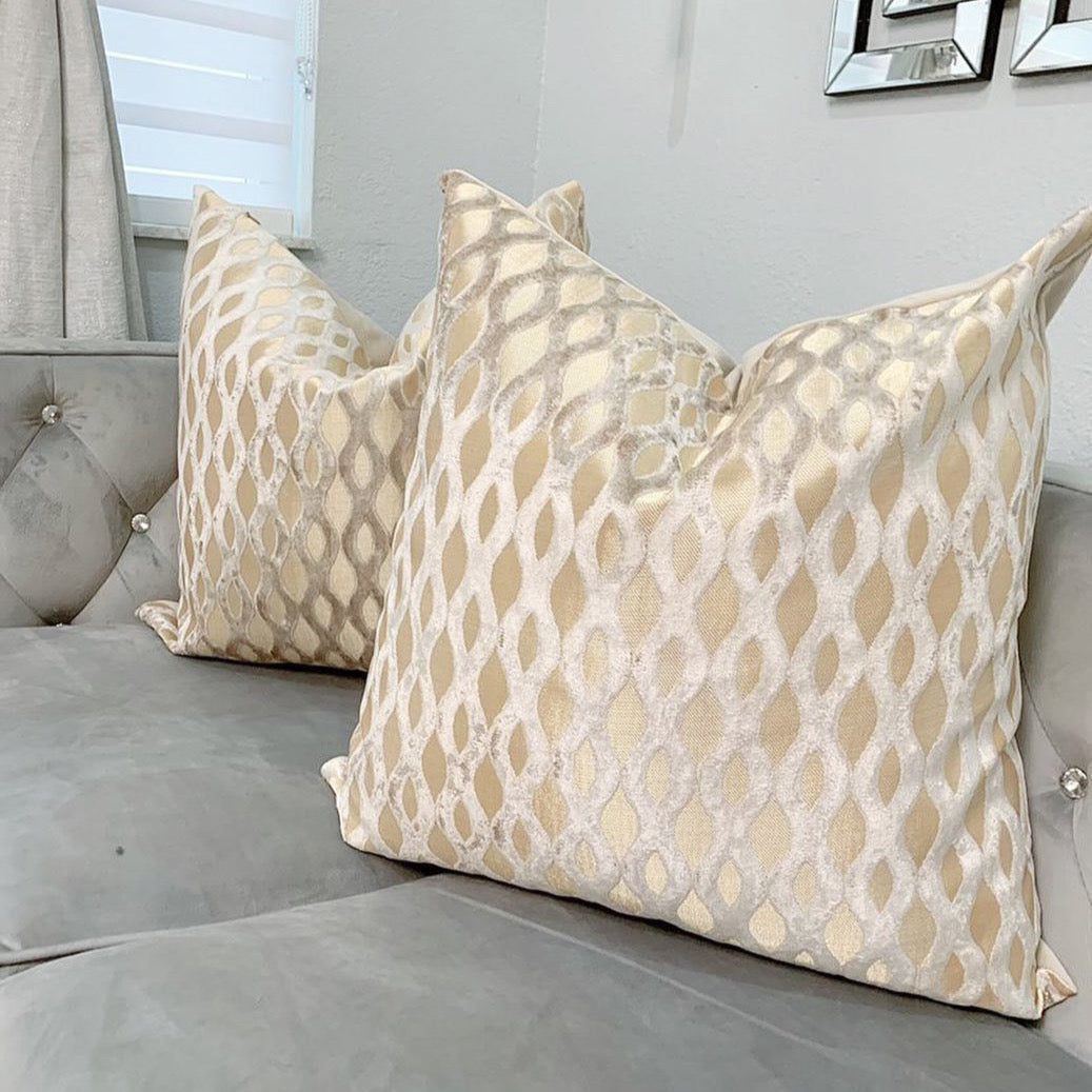 Cut-Velvet! Jessie Ivory Neutral Handcrafted Throw Pillow Cover - Chloe &  Olive