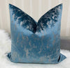 22x22 Blue and Ivory Tone Velvet Pillow Cover