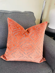 22x22 Cut Velvet Burnt Orange Pillow Cover