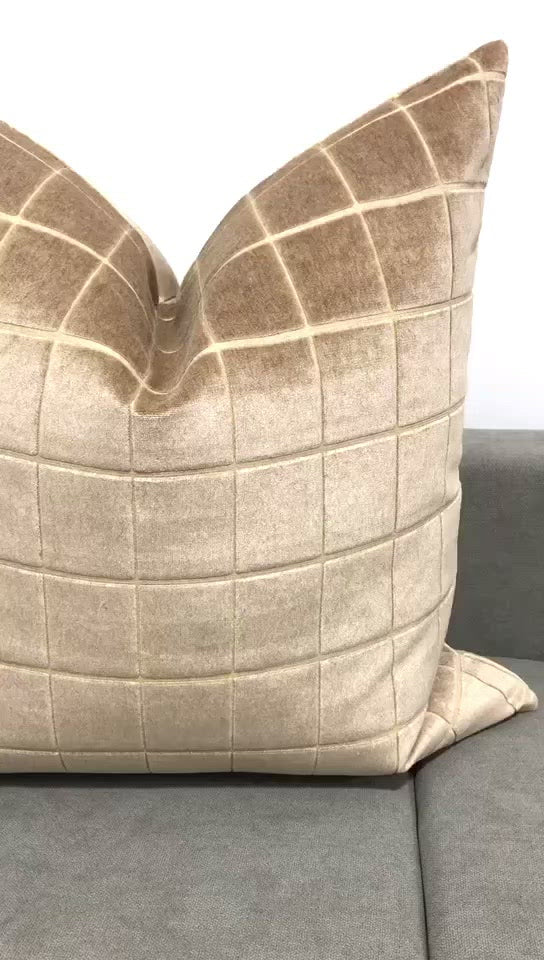 22x22 Camel Beige Velvet Pillow Cover