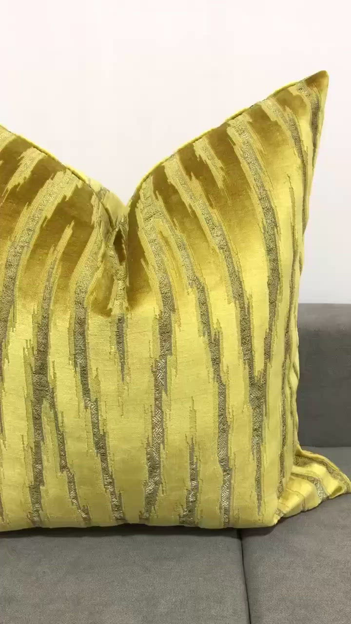 Load video: 22x22 Yellow Velvet Pillow Cover