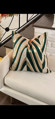 22x22 Green and Gold Metallic Pillow Cover